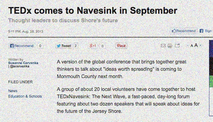 TEDx comes to Navesink in September (via app.com)